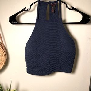 Material Girl - High Neck Snake Texture Crop